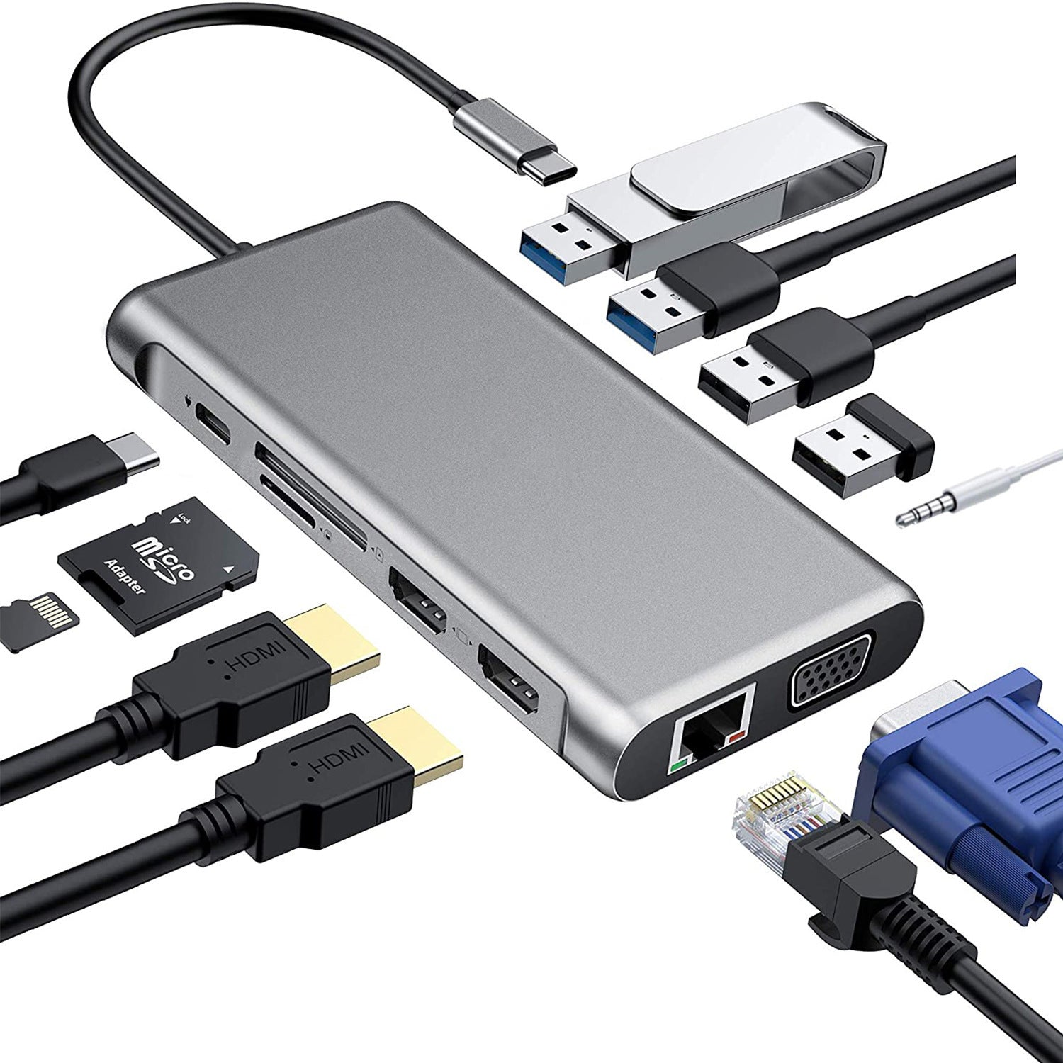 Multi-Port USB-C Hub & Docking Station for Laptops